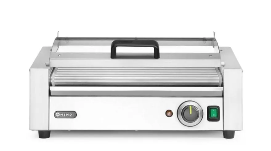 Rollengrill, 1-Zone mit Energiesparabdeckung, HENDI, 9 Rollen, 230V/790W, 566x450x(H)259mm