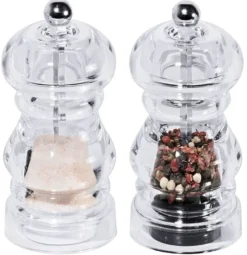 Salz- und Pfeffermühlen Set aus Acryl, 0,05 Lt., Durchmesser: 5,5cm, 2-teilig