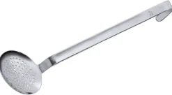 Schaumlöffel, Edelstahl, 4 mm Lochung, Stiel 38 cm, Durchmesser 12 cm