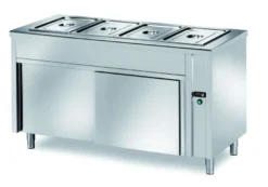 Selbstbedienungswarmhaltetisch PROFI neutral mit Schiebetüren 2000x700x890 - 5x GN 1/1