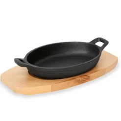 Servierpfanne Cast Iron 35, mit Holzuntersetzer, 24 x 17,5 x 5 cm