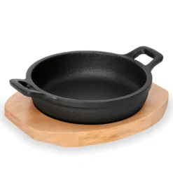 Servierpfanne Cast Iron 35, mit Holzuntersetzer, Ø 10 cm, Gusseisen/Holz