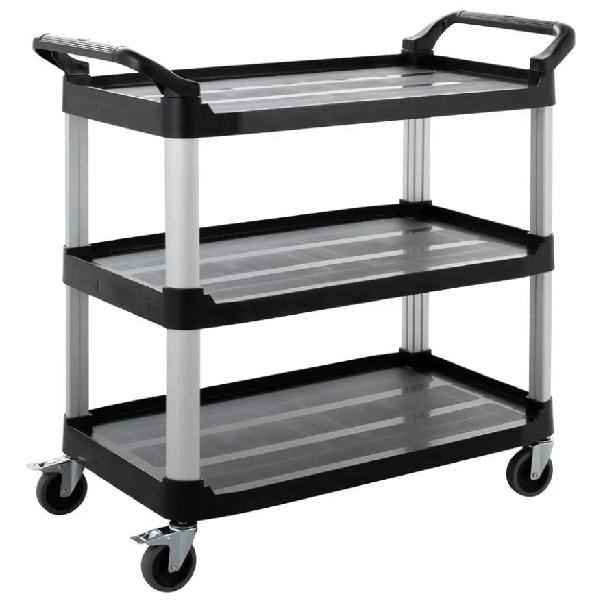 Servierwagen Polypropylen Groß mit Rollen, 3 Ebenen, 102 x 50 x 96 cm