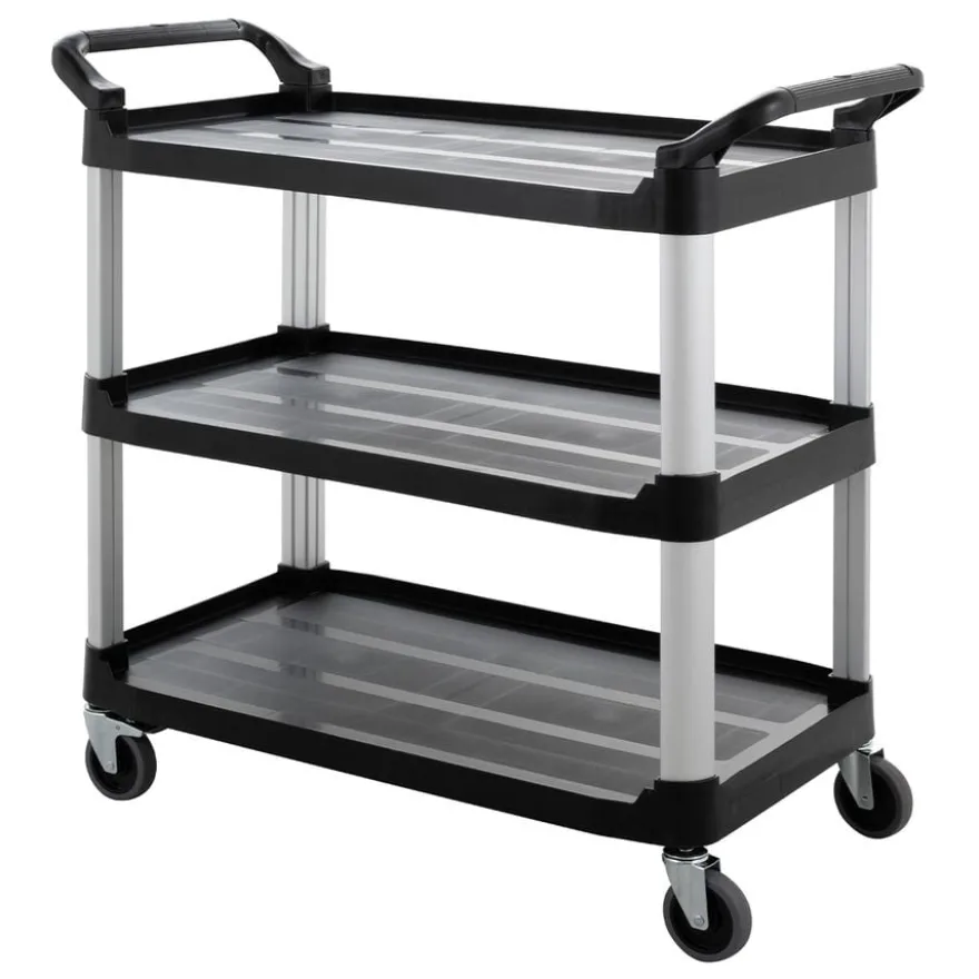 Servierwagen Polypropylen Groß mit Rollen, 3 Ebenen, 102 x 50 x 96 cm