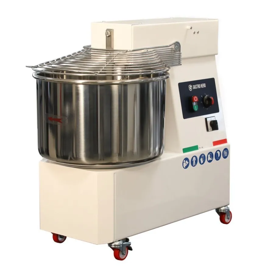 Spiral-Teigknetmaschine PROFI 22 Liter 400V mit Rollen - fester Kopf und 2 Geschwindigkeiten