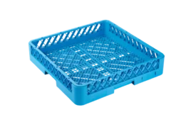 Spülkorb 500x500 mm ohne Aufteilung für Besteck, feinmaschig, blau