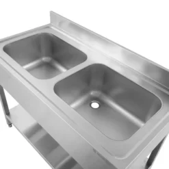 Spültisch Basic 12x7 mit 2 Becken, Aufkantung und Grundboden