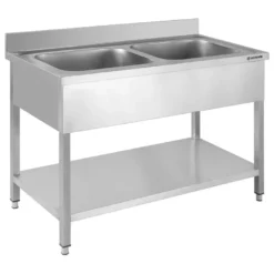 Spültisch Basic 12x7 mit 2 Becken, Aufkantung und Grundboden