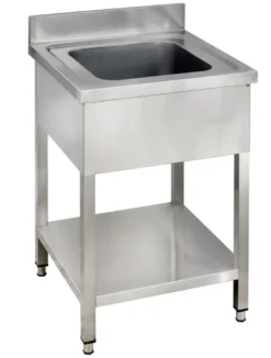 Spültisch Basic 6x6 mit 1 Becken, Aufkantung und Grundboden