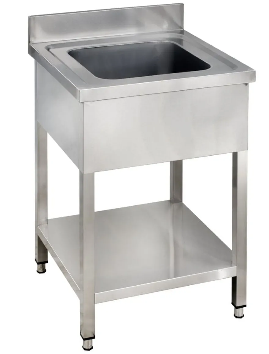 Spültisch Basic 6x6 mit 1 Becken, Aufkantung und Grundboden