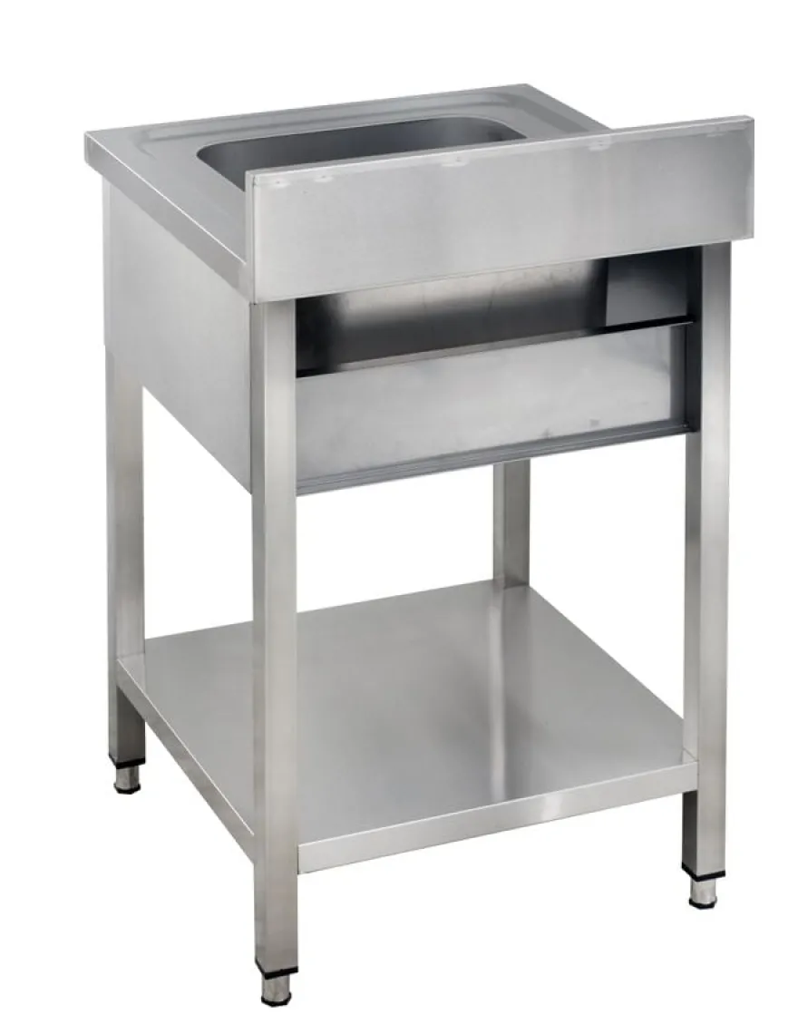Spültisch Basic 6x6 mit 1 Becken, Aufkantung und Grundboden