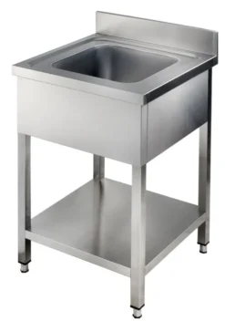Spültisch Basic 6x6 mit 1 Becken, Aufkantung und Grundboden