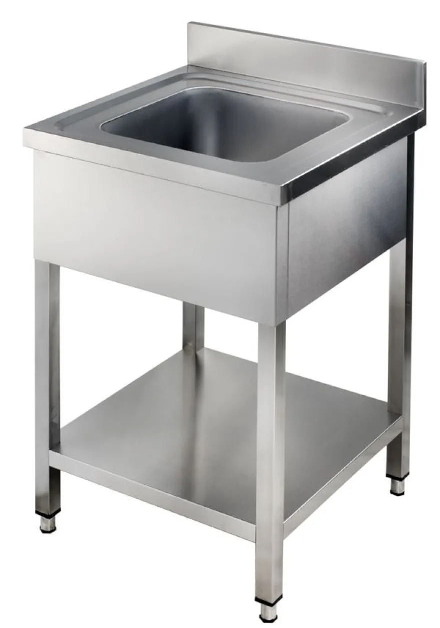 Spültisch Basic 6x6 mit 1 Becken, Aufkantung und Grundboden