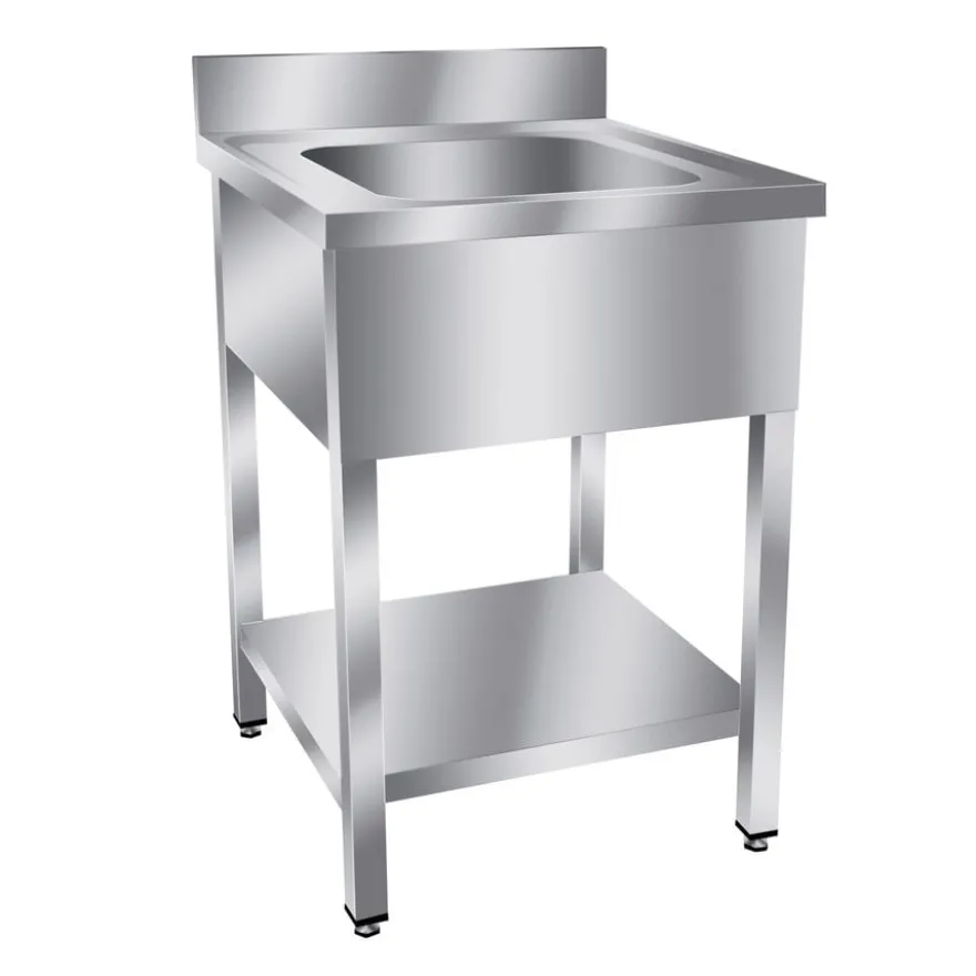 Spültisch Basic 6x7 mit 1 Becken, Aufkantung und Grundboden