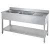 Spültisch Basic 16x6 mit 2 Becken links, Aufkantung und Grundboden