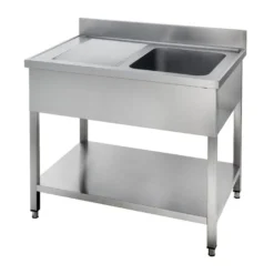 Spültisch Basic 10x6 mit 1 Becken rechts, Aufkantung und Grundboden