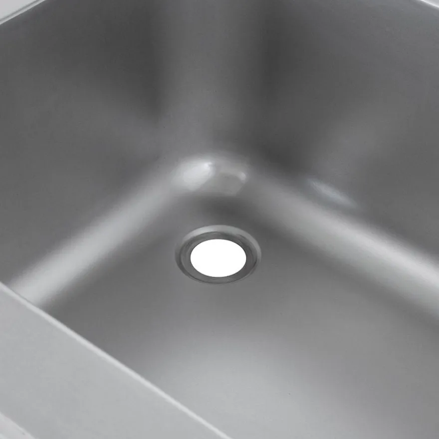 Spültisch Basic 16x6 mit 2 Becken rechts, Aufkantung und Grundboden