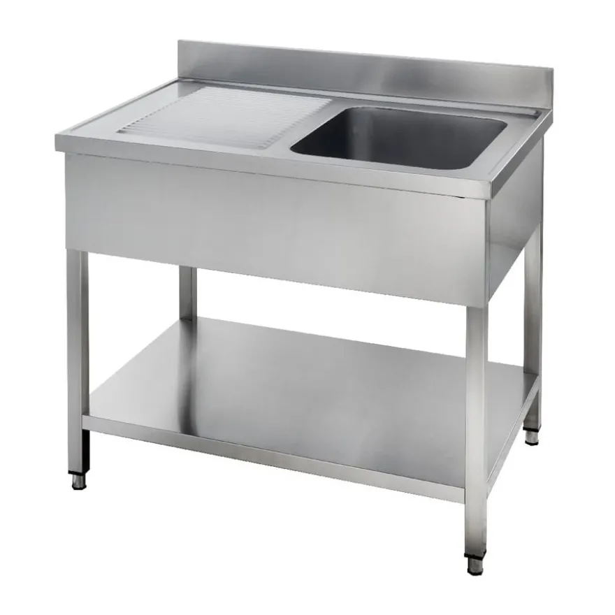 Spültisch Basic 12x6 mit 1 Becken rechts, Aufkantung und Grundboden