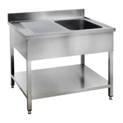 Spültisch Basic 12x7 mit 1 Becken rechts, Aufkantung und Grundboden