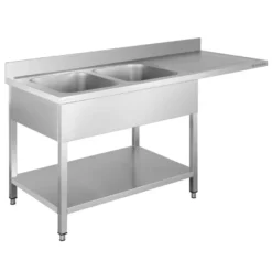 Spülzentrum Basic 16x6 mit 2 Becken links, Aufkantung und Grundboden