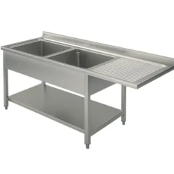 Spülzentrum Basic 16x6 mit 2 Becken links, Aufkantung und Grundboden