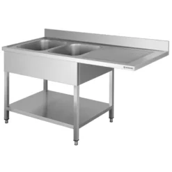 Spülzentrum Basic 16x7 mit 2 Becken links, Aufkantung und Grundboden