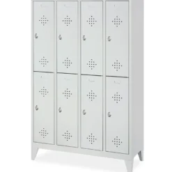 Stahl-Fächerschrank mit Füßen und Drehriegelverschluss, 8 Fächer, BxTxH 1190x500x1850 mm
