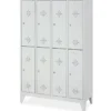 Stahl-Fächerschrank mit Füßen und Zylinderschloss, 8 Fächer, BxTxH 1190x500x1850 mm