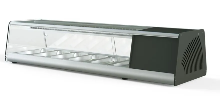 Sushi Vitrine PROFI 6x1/3GN - eckiges Glas