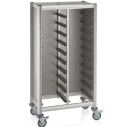 Tablettwagen Trolley Mensa, für 2x10 Tabletts, silber, 86 x 51 x 165 cm