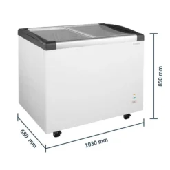 Tiefkühltruhe ECO 350 mit Glasschiebedeckel, 4 Rollen
