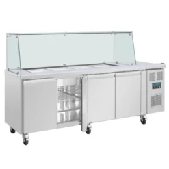 Viertürige Saladette Thekenkühlschrank der Polar U-Serie mit Schutz
