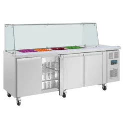 Viertürige Saladette Thekenkühlschrank der Polar U-Serie mit Schutz
