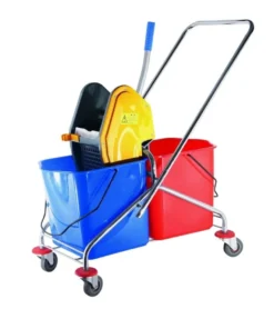 WAS Germany Trolley mit Eimern und Moppwringer, Inhalt 2 x 17l