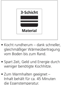 Wok-Pfanne Trigon, 3-Schicht-Material, mit Rundboden, 36cm, ca. 7,00 l Liter