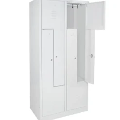 Z-Spind mit Sockel und Zylinderschlössern, 4 Abteile, BxTxH 800x500x1800 mm, lichtgrau