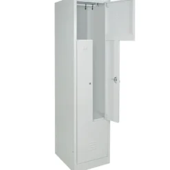 Z-Spind mit Sockel und Zylinderschlössern, 2 Abteile, BxTxH 415x500x1800 mm, lichtgrau
