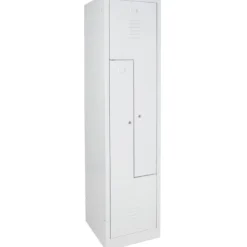 Z-Spind mit Sockel und Zylinderschlössern, 2 Abteile, BxTxH 415x500x1800 mm, lichtgrau