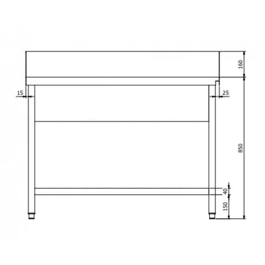 Zulauftisch PROFI 1800 x 700 Links für HSM ECO, PROFI & HYPRO