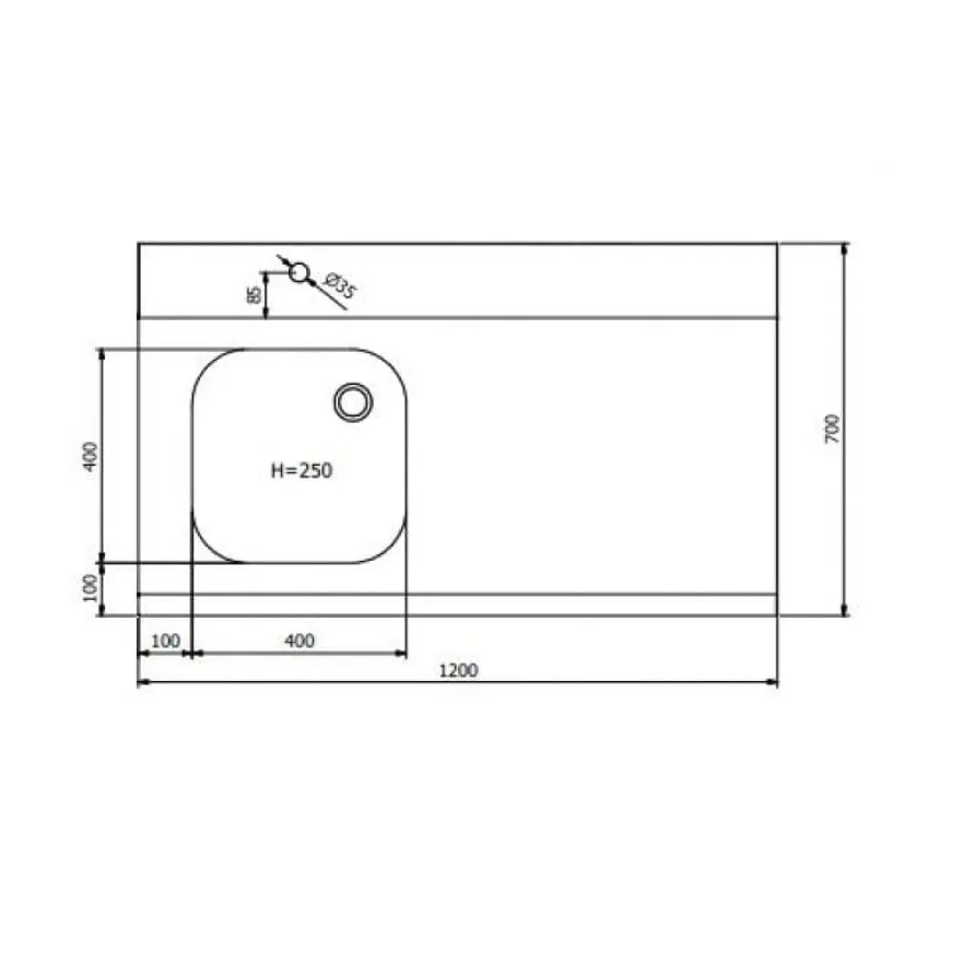 Zulauftisch PROFI 1200 x 700 Rechts für HSM ECO, PROFI & HYPRO